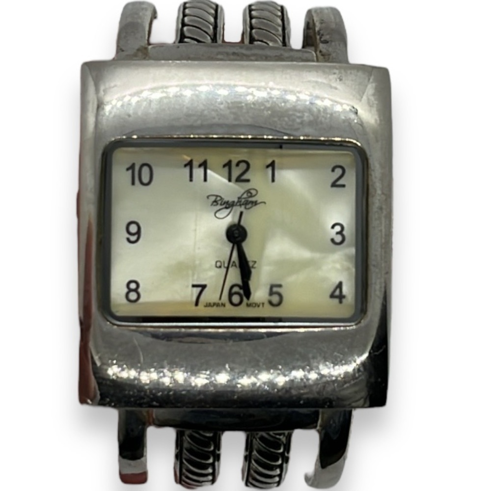 Vintage Bingham Sliver Tone Bracelet Watch No: BCC6048 Japan Movement Art Deco